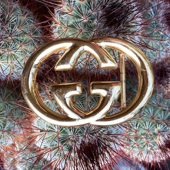 Authentic GUCCI Italy Gold Tone Interlocking GG Belt Buckle main image 5